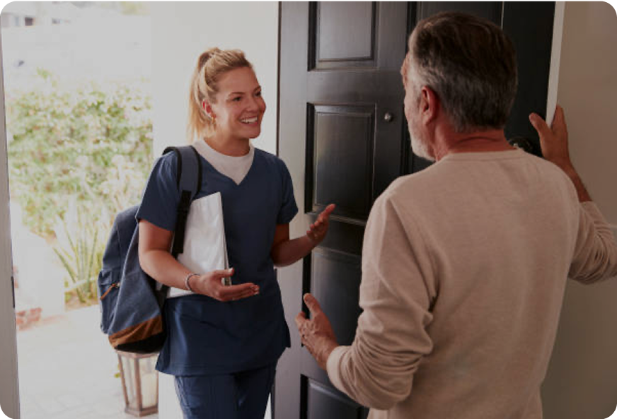 Nurse arriving at customer's home